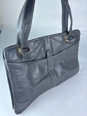 Mancini Collections Gray Leather Shoulder Bag Vintage Structured Handbag